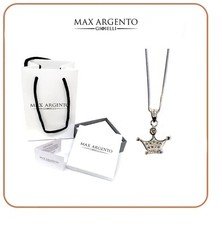 COLLANA E CIONDOLO CORONA  CON ZIRCONI ARGENTO 925