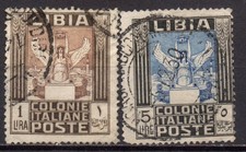 ITALIA Colonia LIBIA 1921 -30-31-  Usati 1 e 5 Lire  Pittorica Corona #S#JLI