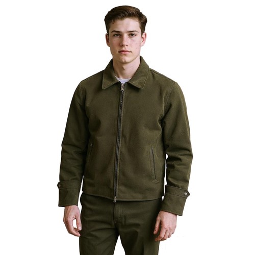 Giacca biker uomo verde kaki