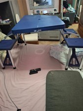 Bakaji Set Tavolino Pieghevole e 4 Sgabelli per Campeggio - Verdi