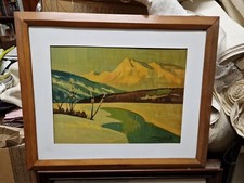 Artioli   "paesaggio montagne innevate " olio cartone cm. 30x38 in cornice C4 