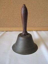 Campanella antica in metallo campana vintage da tavolo con manico in legno