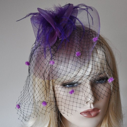 Fascinator lilla flieder tulle - lilla,