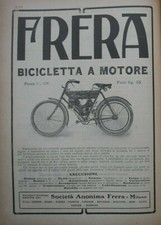MOTO BICICLETTA A MOTORE FRERA ORIGINAL ADVERTISING 1907 PUBBLICITA' 