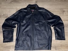 Giacca pelle blu vintage uomo