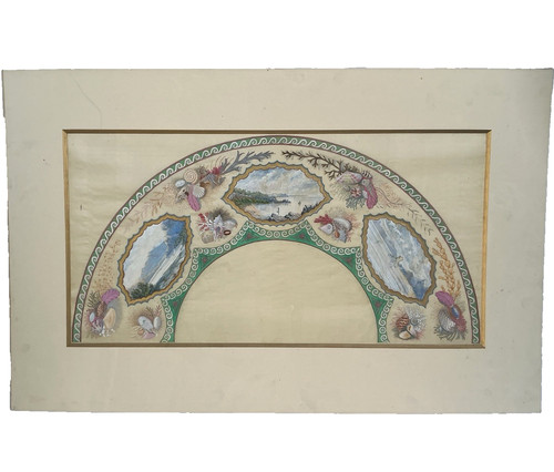 Antico ventaglio seta - , francese