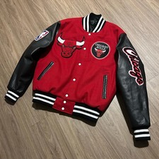 Giacca uomo Letterman lana rossa Chicago Bull Varsity giacca pelle maniche nuova