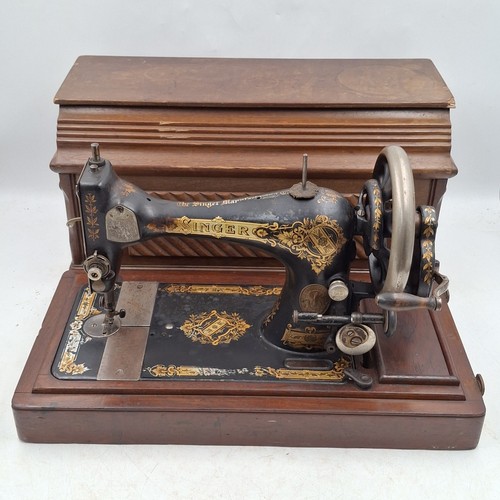 Singer 28k hand crank sewing - hand,