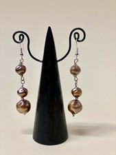 ORECCHINI SFERE IRREGOLARI COLOR MARRONE/BRONZO MONACHELLE ARGENTO 925 