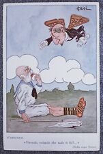 1915-GABRIELE D'ANNUNZIO-FRANCESCO GIUSEPPE-CARICATURA-ITALO ORSI-CARTOLINA RARA