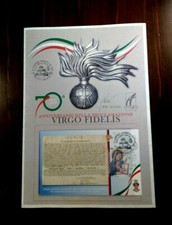 Locandina Virgo Fidelis Patrona Carabinieri, 70° anniv. procl. bollo Incisa (AT)