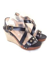 Laura Biagiotti Scarpe Sandali Zeppa Aperte Fibbia Paglia Intrecciata Taglia 41