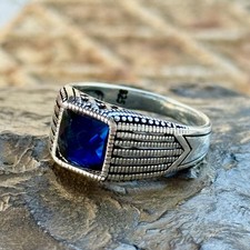 Anello uomo pietra zaffiro blu