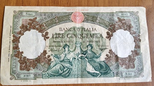 Banconota lire 5000 - anno, 1947