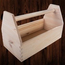 Grande cassetta degli attrezzi in legno 41x20x25 cm organizzatore di stoccaggio garage solido pianura trucco fai da te