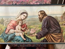 antico quadro stampa Sacra Famiglia natività vintage