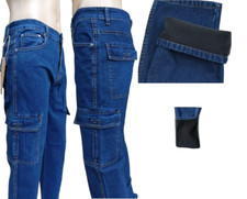 Jeans Cargo Uomo Termico Tasconi Imbottito Caldo Tg.46/60