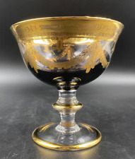 PREZIOSO CRISTALLO D'ARTE BICCHIERE CALICE COPPA MURANO GIUBILEO MARRONE ORO