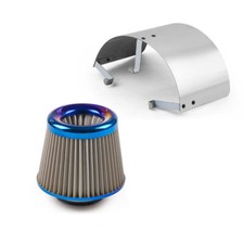 Filtro aria auto 3" 76mm e filtro aspirazione aria argento copertura scudo termico 2,5"-3,5"