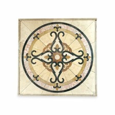 Tavolo con Mosaico in Marmo e pietre dure White Marble Table Old Mosaic H 70cm