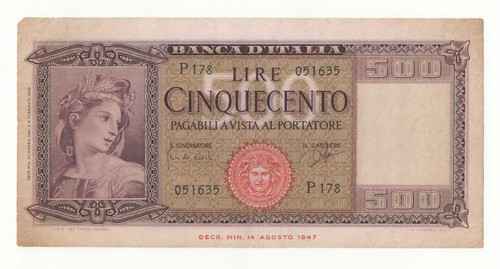 500 lire italia ornata - italia,