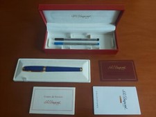PENNA A SFERA VINTAGE DUPONT in Lacca Blu Placcata Oro (Ottimo Stato)