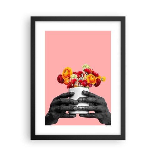 Poster 30x40cm nero mani - nero, fiori