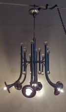 Lampadario Anni 60/70 Originale Di Goffredo Reggiani  Cromo E Cristallo  Italia 