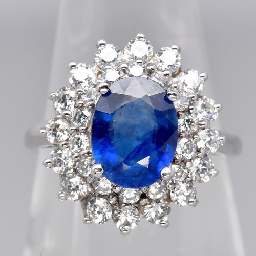 Anello zaffiro blu - e, zirconi