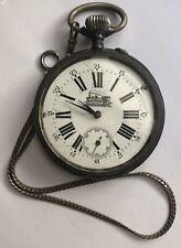 Orologio Tasca Argento Ancre Ligne Droite Eclipse 15 Rubis Locomotiva Francia