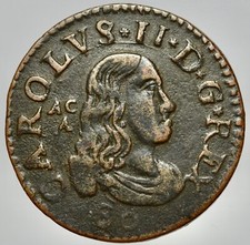 NAPOLI - CARLO II 1674-1700 -AE/ TORNESE 1680