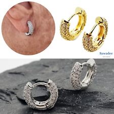 Orecchini a cerchio da uomo cerchietti argento oro con zirconi per donna 15 mm