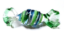 MURANO 80s italy caramella in vetro soffiato - glass candy decoration verde blu