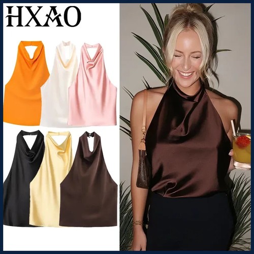 Top canotta donna - halter, raso