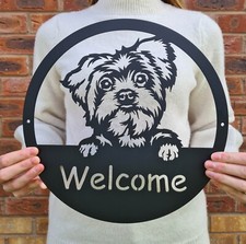 Targa insegna di benvenuto Yorkshire Terrier | arte da parete in metallo | regalo per amanti dei cani