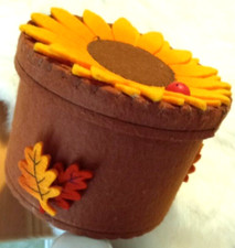 Contenitore porta tutto cestino coperchio in feltro vintage girasole coccinella