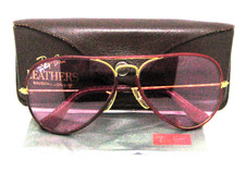 Occhiali da sole Ray-Ban USA vintage B&L aviatore bordeaux pelle rosa intercambiabili come nuovi
