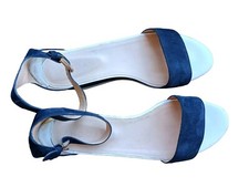 Sandali Zeppa Plateau HOGAN Suede Leather EU38 Blu Made in Italy