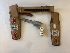 Ranger solitario vintage anni 50?  Pistola giocattolo con tappo di Actoy USA con fondina in pelle (K)