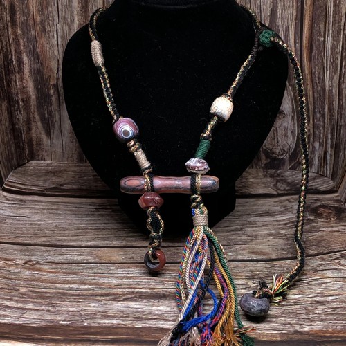 Collana perle amuleto dzi - perle,