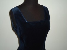 VESTITO DONNA IN VELLUTO BLU SCOLLATURA QUADRATA Tg  42, FESTA CAPODANNO NATALE