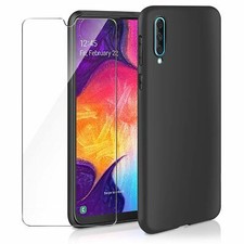 CUSTODIA COVER NERA per SAMSUNG GALAXY A10 A20 A30 A40 A50 A70 + VETRO TEMPERATO