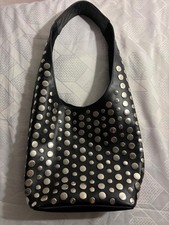 Borsa Nera Con Borchie Di Vera Pelle , Fatta A Mano 