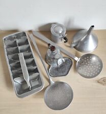 Lotto Vecchi Utensili Alluminio Cucina, Moka, Schiumarola,Porta Ghiaccio,Imbuto.