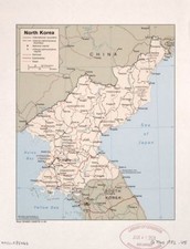 Mappa 18" x 24" 1982 delle strade ferroviarie della Corea del Nord strade superstradali