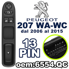 Pulsantiera Alzacristalli Interruttori Vetri Anteriori PEUGEOT 207 13PIN 6554.QC