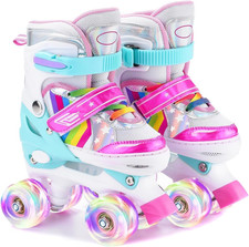 Pattini a Rotelle Regolabili. Patini Bambini 4 Ruote Luminosi per Ragazze E Raga