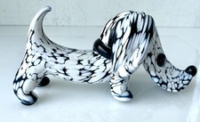 MURANO ARCHIMEDE SEGUSO CANE BASSOTTO VINTAGE ANNI '50 "FANTASIA BIANCA NERA"