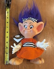 VINTAGE RARO ROYALTY INDUSTRIES INC. FLA 1973 8” Hobbit Troll capelli viola