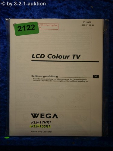 Sony manuale klv 17hr1 - manuale, /15sr1